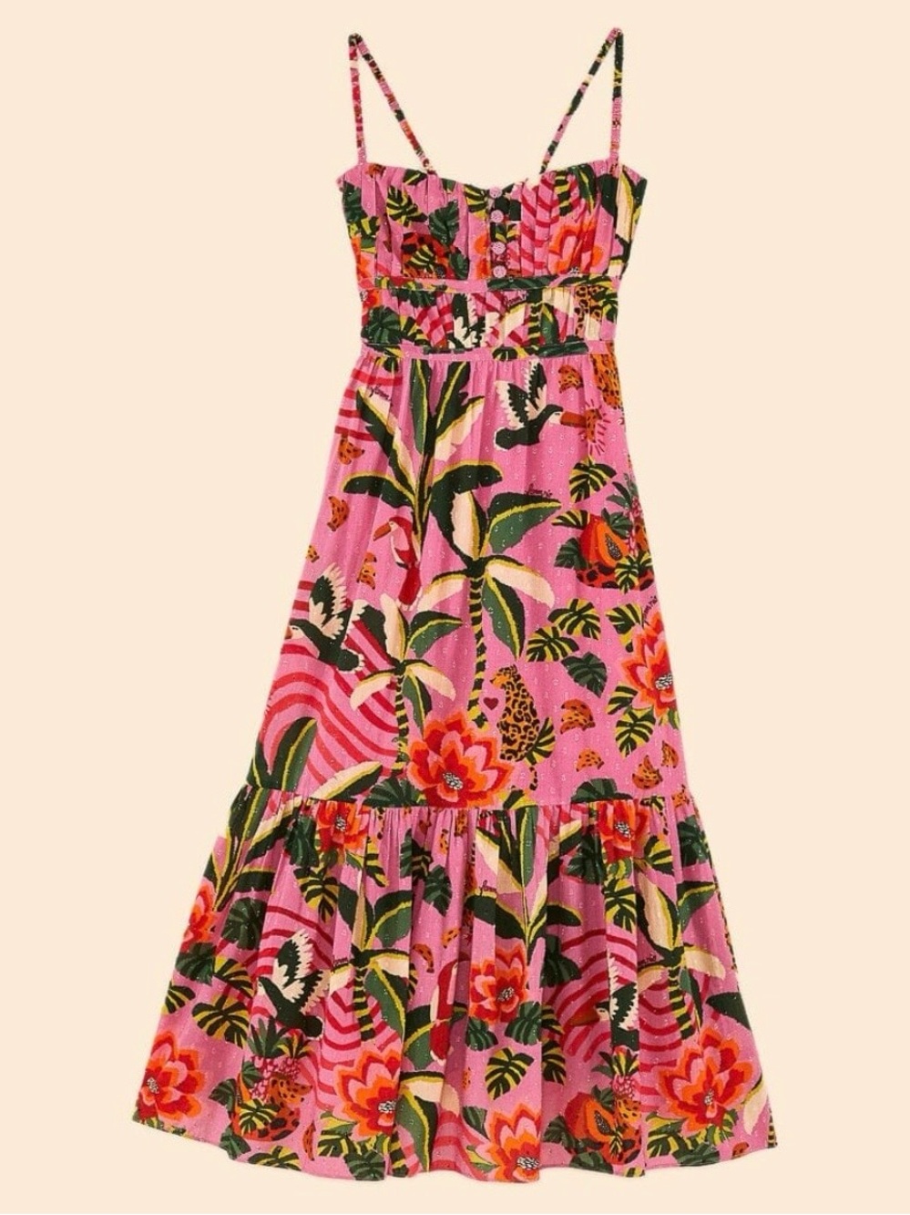 Farm Rio Leopard Forest Midi Dress - Size M - NWT!